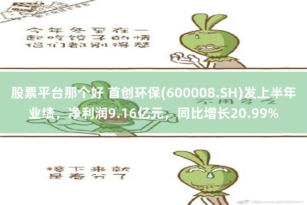 股票平台那个好 首创环保(600008.SH)发上半年业绩，净利润9.16亿元，同比增长20.99%