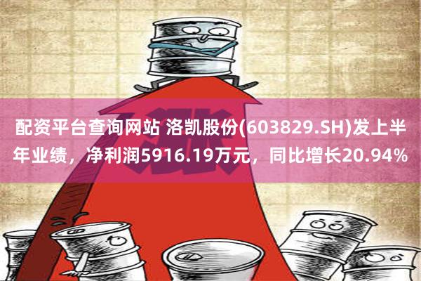 配资平台查询网站 洛凯股份(603829.SH)发上半年业绩，净利润5916.19万元，同比增长20.94%