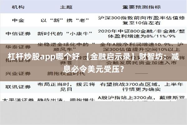 杠杆炒股app哪个好 【金融启示录】财智坊：减息必令美元受压？