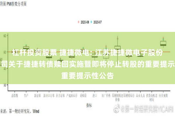 杠杆投资股票 捷捷微电: 江苏捷捷微电子股份有限公司关于捷捷转债赎回实施暨即将停止转股的重要提示性公告