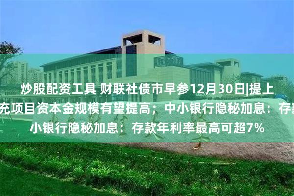 炒股配资工具 财联社债市早参12月30日|提上限扩范围，专项债补充项目资本金规模有望提高；中小银行隐秘加息：存款年利率最高可超7%